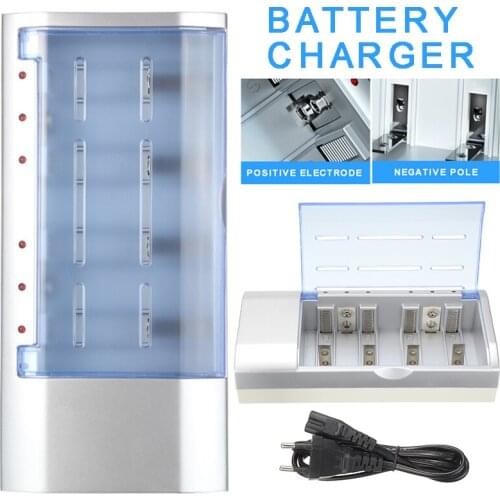 New Arrival Battery Charger EU Plug for AA/AAA/C/D 9V Ni-MH Ni-CD Rechargeable Batteries Electric Socket Battery Accessories