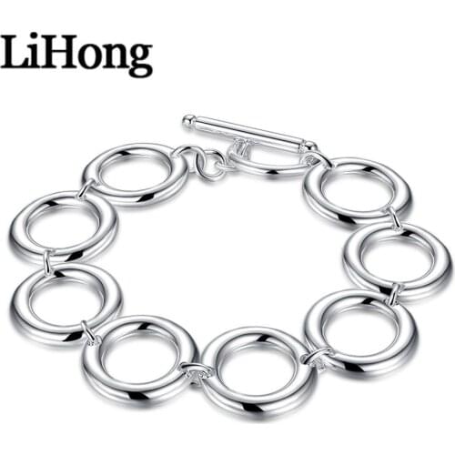 New 925 Sterling Silver Jewelry Bracelet O Smooth Bracelet Men & Women Glamour Party Engagement Wedding Fashion Jewelry