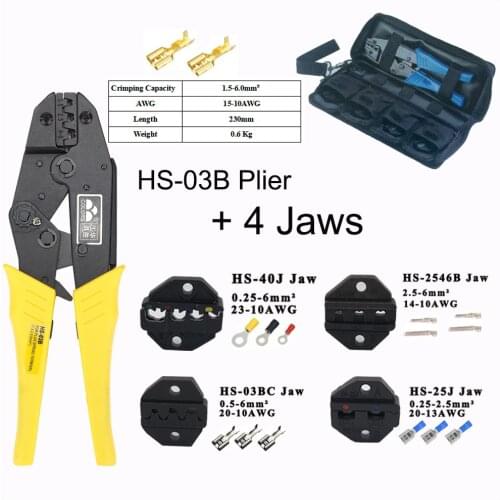 Crimping tool 230mm HS-03B plier+4jaws for insulated terminals/insulated tabs and receptacles/non-insulated tabs and receptacles