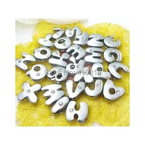 Wholesale 1300pcs/lot 8mm A-Z one rhinestone slide letter Alphabet fit for 8mm wristband