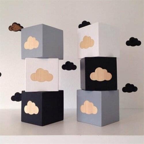 6cm/3Pcs Nordic Original Wooden Cloud Blocks Decoration for Baby Room Photography Props Wedding/Christmas Crafts Decor Gifts