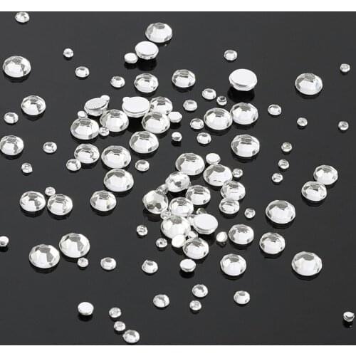 Pandahall 5 Sizes No Hole Clear Half Round Faceted Imitation Acrylic Rhinestone Cabochons for Jewelry Making Decoration