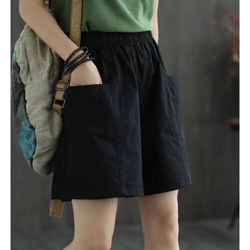 Oversized Women Summer Cotton linen Shorts Casual Ladies Pockets Elastic Loose Short Trousers Plus Size M-10XL
