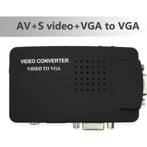 RCA CVBS Composite S-Video AV In to VGA Out Converter Adapter for Monitor Notebook Black VGA to AV Composite S video