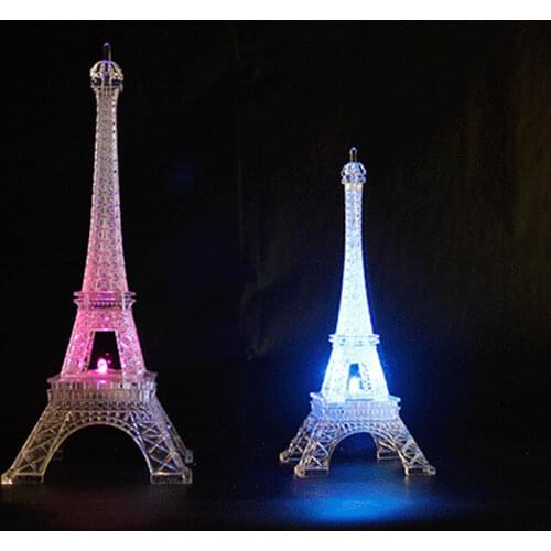 Romantic Eiffel Tower Nightlight Fashion Desk Bedroom Decoration LED Lamp Paris Glow Party Supplies Props