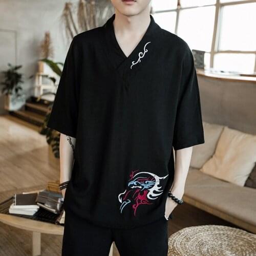Chinese Shirt Bouse Men Traditional Chinese Clothing for Men Male Chinese Mandarin Collar Shirt Kung Fu Outfit Tops
