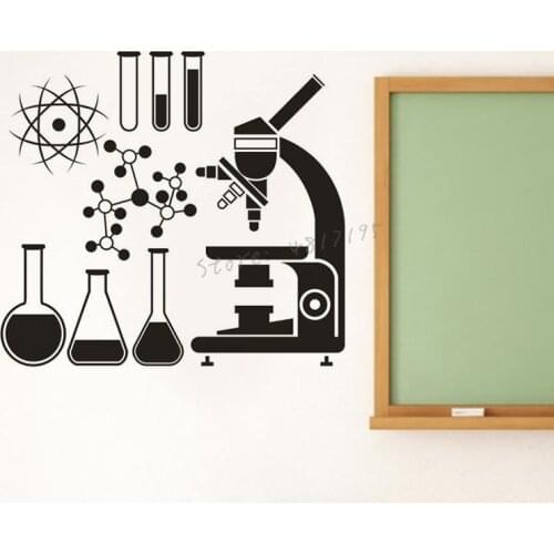 Science Explore Vinyl Wall Decal Classroom Laboratory Décor School Microscope Wall Sticker Chemistry Atom Wall Murals AZ921