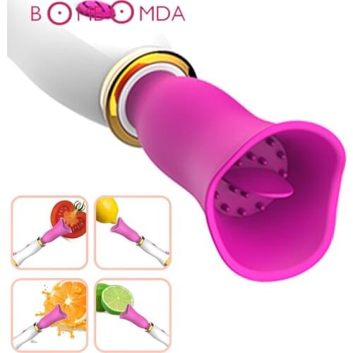 Silicone Clitoris Licking Stimulator AV Stick Vibrator Sex Toys for Woman Masturbator 12 Speeds Tongue Vibrator Breast Massager