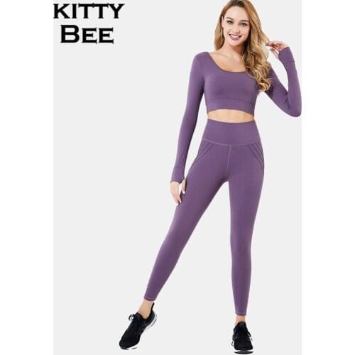 Sport Set Women Yoga Gym Set Workout Clothes For Women Fitness Sport Suit Long Sleeve Crop Top Push Up Leggings Women Sportswear