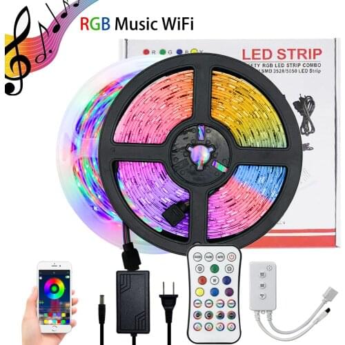 5M-15M WiFi LED Light Strips Bluetooth RGB Diode Lamp Luminous Tape Flexible Ribbon 5050 220V for House Room Kitchen Decorative