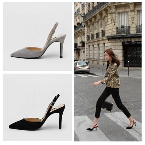 MHYONS PUMPS 6CM/8CM Spring new high-heeled shoes with pointed suede word buckle with hollow fashion sandals sexy