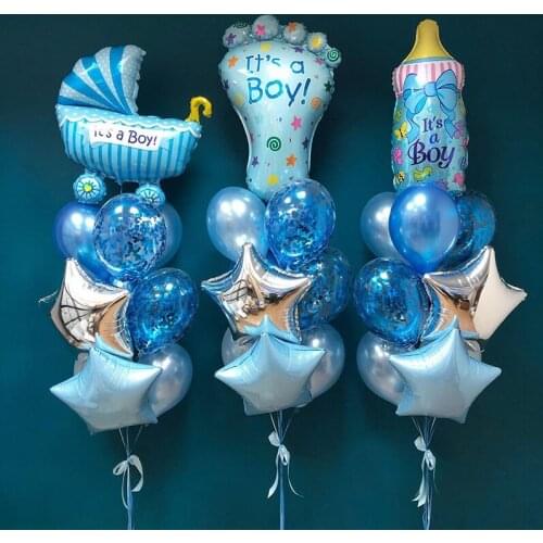 1st Happy Birthday baby shower decorations Balloons Feeding bottle foot Kids globos Children Supplies