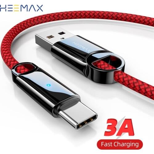 HEEMAX 0.3m/1m/2m USB Type C Cable 3A Fast USB Charge Wire for Samsung S10 S9 Xiaomi Huawei Note 7 Data USB-C Cable Charger Cord