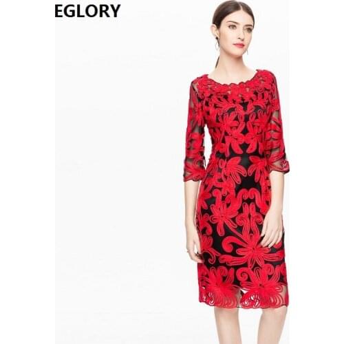 Hollow Out Sexy Party Cocktail Ladies Dress 2018 Autumn Fashion Women O-Neck Mesh Embroidery Dress Robe Femme Vestidos De Festa