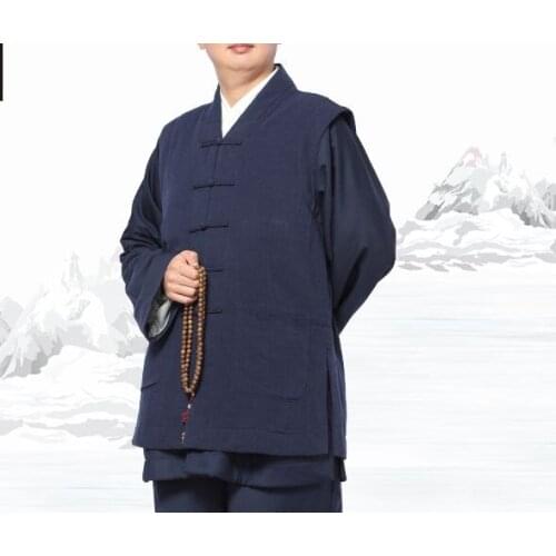 Unisex 6colors cotton&linen warm meditation vest zen coat lay suits shaolin monk kung fu clothing buddhist suit blue/coffee/red