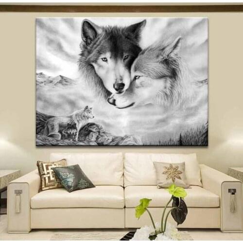 Animal Picture Big Large Size Canvas Painting Wolf Posters On The Wall Frameless Modern Home Decoration Wallpaper