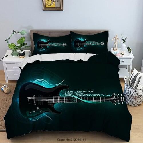 2/3Pcs Colorful Guitar Duvet Cover Musical Instrument Bedding Set 3D Print For Bedroom Bed Quilt Cover Bedspreads For Double Bed