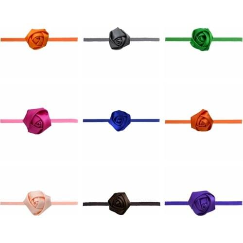 24 Colors 5 CM Ribbon Rose Bud Headband Newborn Elastic Hairband Flower Ornaments One Hundred Days Baby Photography Headwear