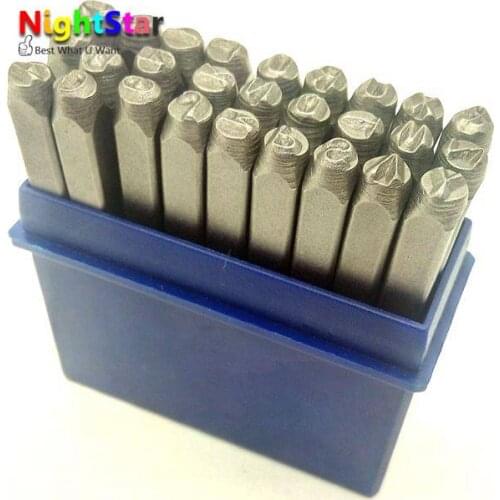 27pcs 4mm 6mm DIY Stamps Digital punch ABC Set Punch Steel Metal Die Tool Case Craft 5/32 inch 1/4 inch