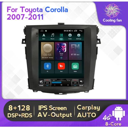 4G LTE Android 11 6+128G For TOYOTA Corolla 2007 2008 2009 2010 2011 Tesla Type Car Multimedia Player Navigation GPS Radio WIFI