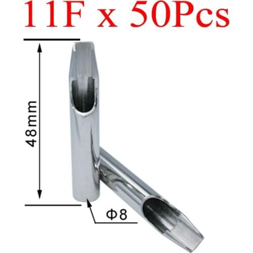 Tattoo Tips for Needles 50Pcs Stainless Steel Nozzles Tattoo Tips SST-312-11FT