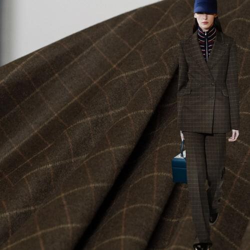 White Waxberry Coffee Plaid Wool Cotton Fabrics Garment Materials Women Jacket Coat The Sewing Cloth For Tailor Freeshipping