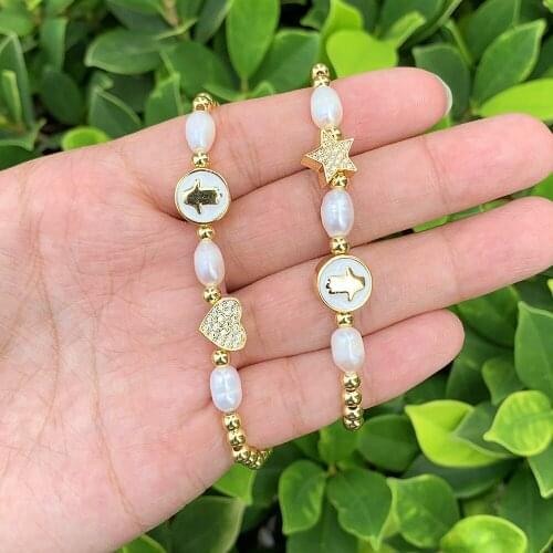 Popular 18K Gold Plated Star/Palm Shape Bracelet Freshwater Pearl Freshwater Bead Charm Bracelet