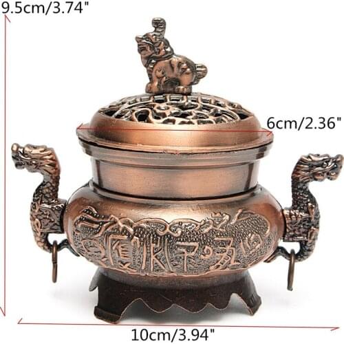 Alloy Bronze Incense Burner Vintage Design Tibetan Style Mini Censer Metal Craft Decor Buddhist Living Room Car Interior Supplie