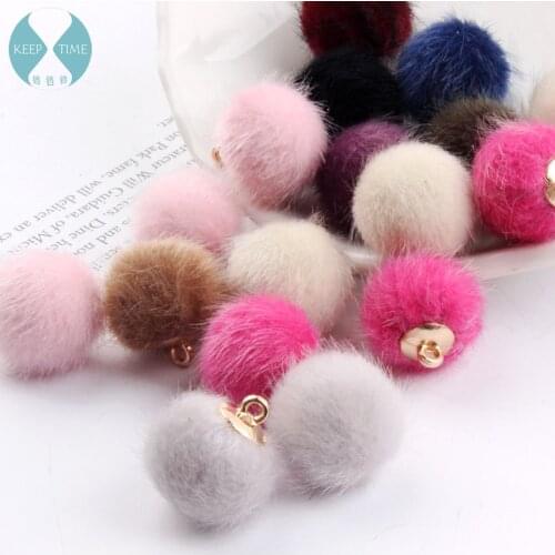 Imitated mink fur beads for jewelry making pendant ball diy material earrings jewelry findings line eardrop accessories handmade