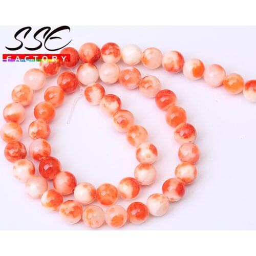 Natural Stone Beads Round Orange Persian Jades Loose Spacer Beads For Jewelry Making DIY Bracelet Accessories 15'' 6/8/10/12mm