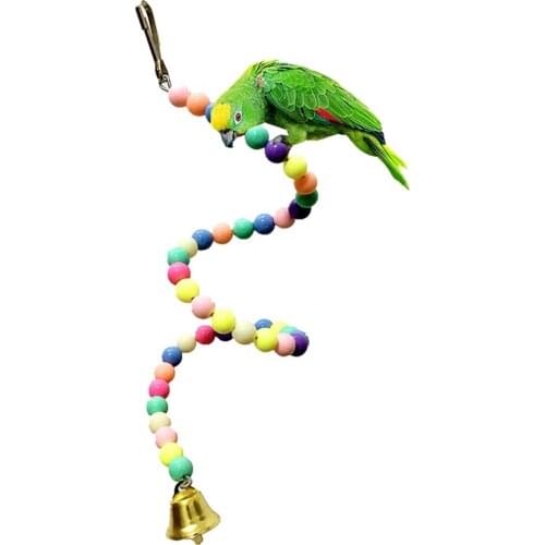 A Parrot Cage Toy Rotated Climbing Ladder Birds Creative Bell Colorful Beads Ladder hook can be hang on the top of cages