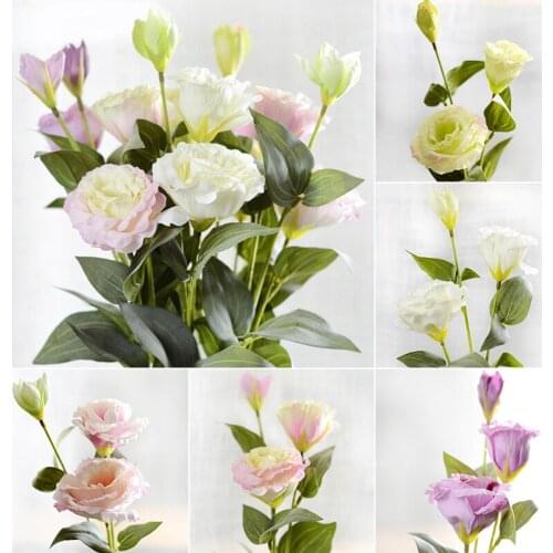 3 Forks Artificial Flowers Eustoma Fake Flowers Grandiflorus Lisianthus Christmas Wedding Party DIY for Home Darden Decoration