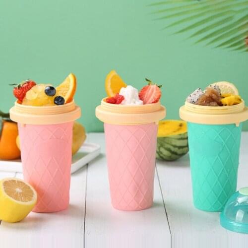 Squeeze Mugs Slushy Makers DIY Homemade Smoothie Mugs Freeze Drinks Mugs Double Layer Summer Juice Ice Cream Makers Mugs