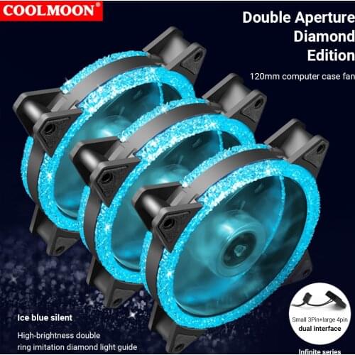 120mm Cooling Fan RGB Diamond 3/4PIN Mute RGB Light Case Fan CPU Power Cooler Heatsink Radiator DC 12V for Desktop PC Computer
