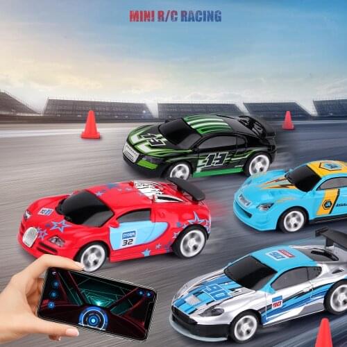 Mini RC Car Battery Operated Racing Car PVC Cans Package Machine Drift-buggy Bluetooth Radio Controlled Toy Gift for Kids