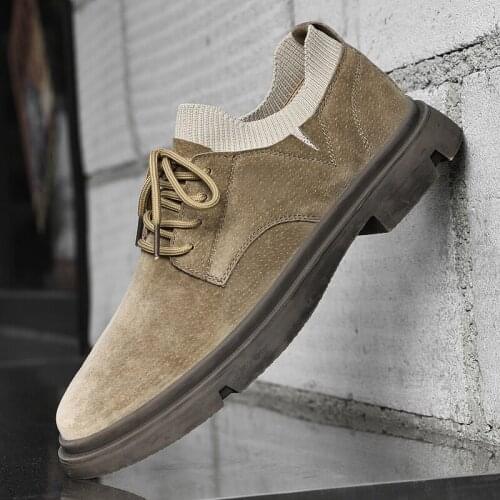Mens Cow Suede Leather Oxford Shoes Comfortable Casual Shoes Fashion Sneakers Footwear Dress Shoes Lace Up Flat Shoes