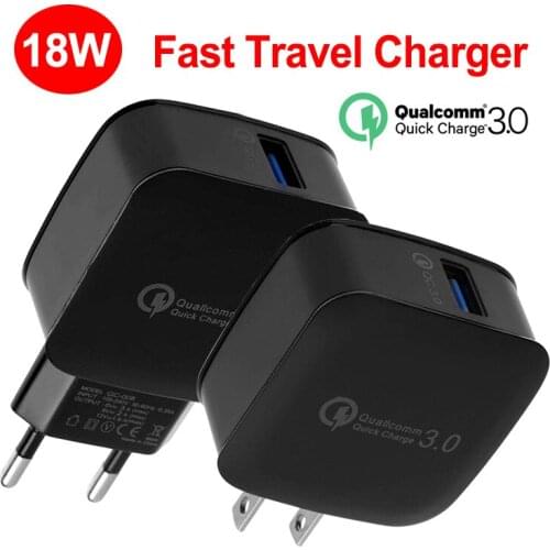 Wall Charger 18W 1 Port For Samsung Note 8 S9 S8 Plus QC3.0 Fast Charging EU US Plug Adapter Wall Charger For iPhone
