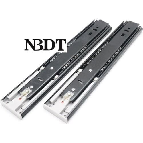 Push To Open Rebound 3 Folds Black Detachable Ball Bearing Furniture Cabinet Drawer Telescope Slide Side Mount Full Extension