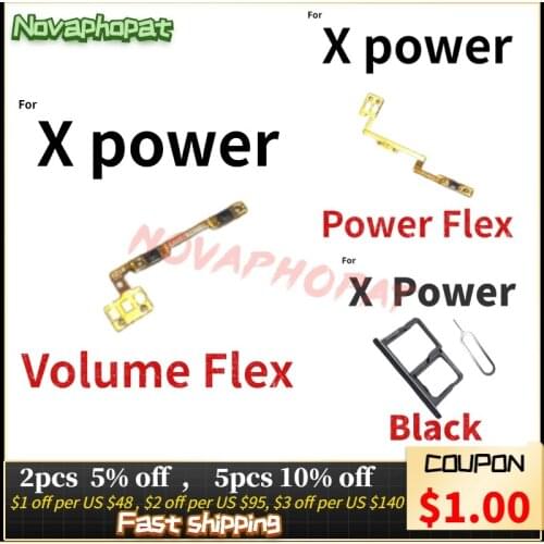 Novaphopat XPower SIM Card Tray For LG X Power K220DS Sim Holder Slot Adapter Slot Power Volume Up down Button flex Cable