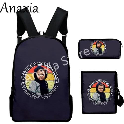Team hasbulla Merch new 3D printed backpack set 3 pieces lightweight youth school bag 3D printing messenger bag pencil case