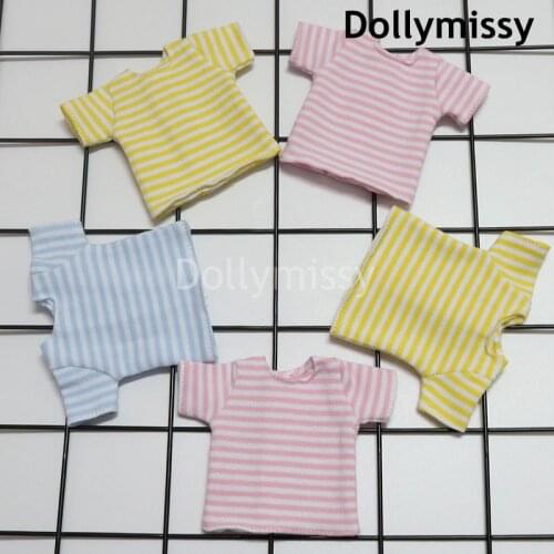 New Doll Blyth Clothes Stripe Short Sleeve Shirt for Blyth, Licca, Pullip,Azone,Barbies 1/6 Doll Accessories Clothing