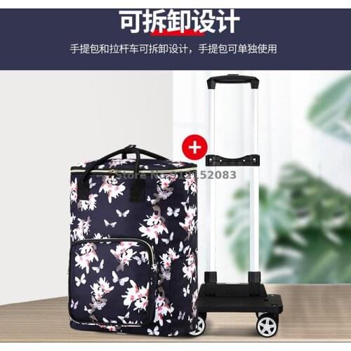 New Product Shopping Artifact Portable Grocery Shopping Cart Waterproof Thermal Insulation Shopping Bag Airplane Wheel Trolley F
