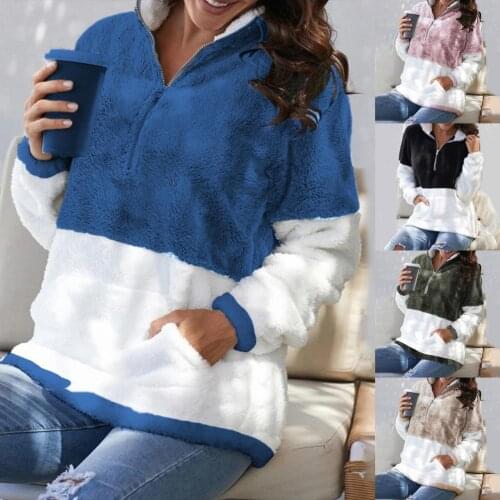 Autumn Coat Patchwork Contrast Color Loose Thermal Autumn Hooded Coat for Winter