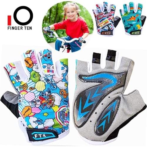 Kids Junior Half Finger Sports Cycling Gloves Outdoor Sport Gym Road Mountain Bike Gel Padding Hand Fit Boy Gril Pair Age 2-12