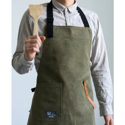 Thick canvas apron mens and womens work clothes Chinese restaurant with the same custom logo barber milk tea shop coffee shop