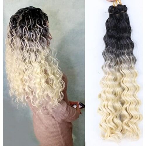Full Star Ombre Deep Wave Bulk Crochet Braids Synthetic Hair Braiding Hair Black Brown Pink Gray 613# Color Crochet Deep Curly