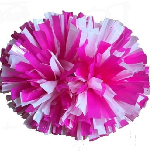 Pink + White cheerleading pompoms (2pieces/lot) 40CM Cheers pompon with middle plastic handle Color can free combination