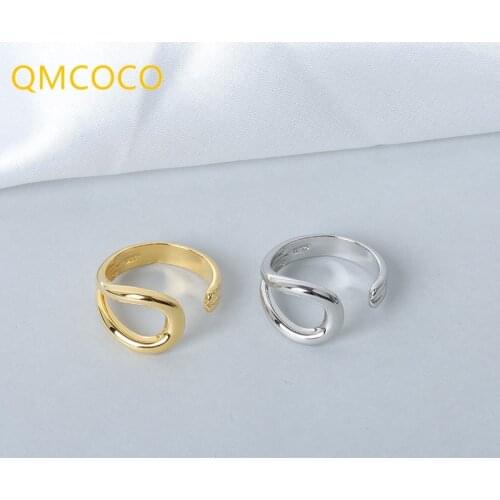 QMCOCO Geometric Ring Women Fashion Personality Ins Hip-Hop Simple Index Finger Ring Women Jewelry Accessories