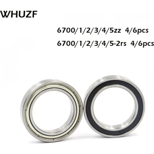 4/6pcs Lot Deep Groove Ball Bearings 6700ZZ 6700-2RS 6701Z 6703rs 6704ZZ 6705 ZZ RS RZ 2RZ Metal Rubber Thin Wall Roller Bearing