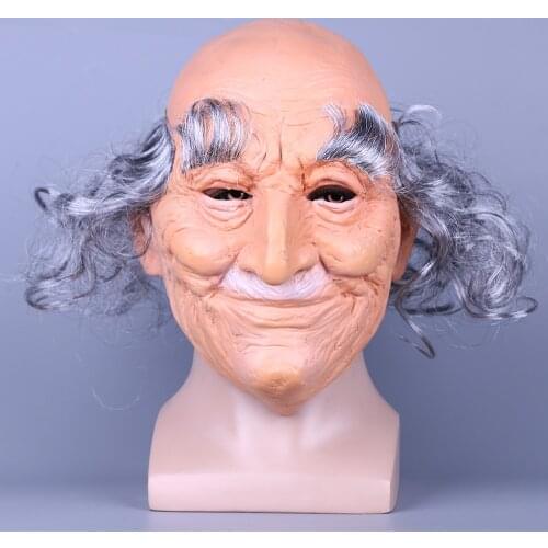 Creepy Old Man Mask With Hair Masquerade Old Man Mask Halloween Mask Props New
